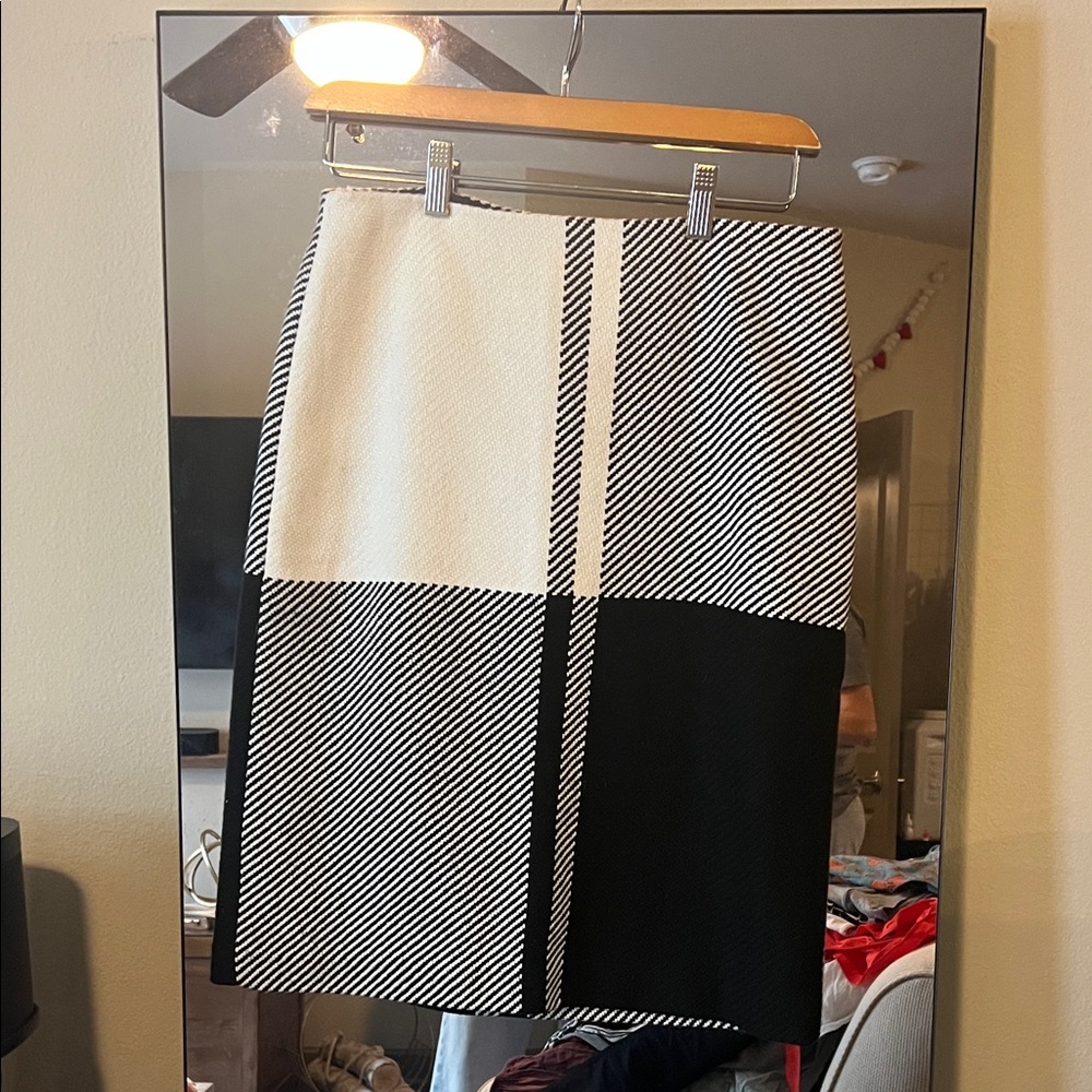 Talbots Black and White Block-Stripe Pencil Skirt